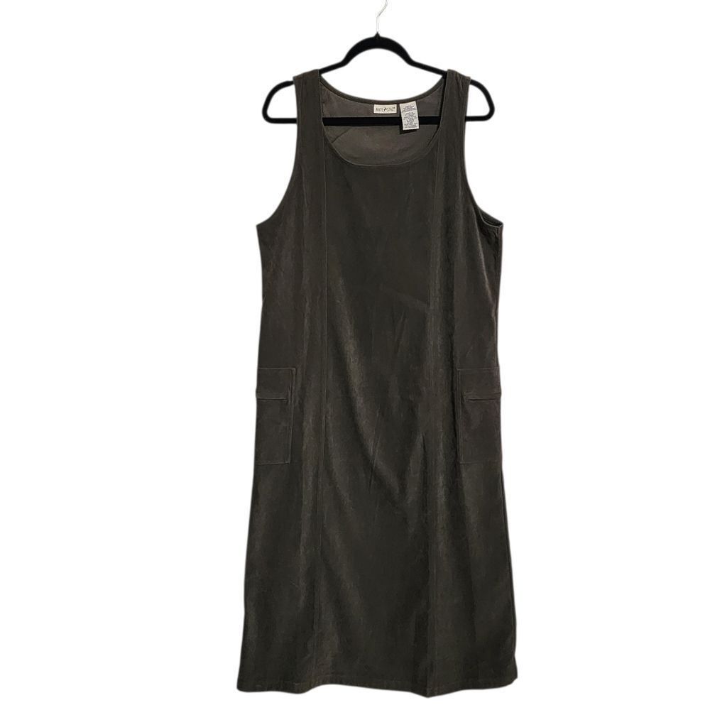 Vintage Green Faux Suede Maxi Dress L Sleeveless Mature Goblin Granola Indie
